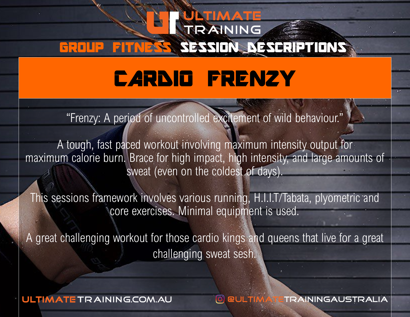 Ultimate Training Group Fitness Cardio Frenzy Session Details